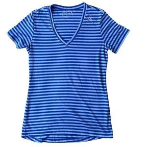 Reebok Women’s Blue Core Jersey V Neck Stripe SZ S NWT